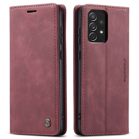 Coque Portefeuille Livre Cuir Etui Clapet C01S pour Samsung Galaxy A72 4G Vin Rouge