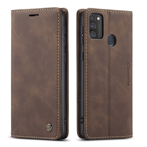 Coque Portefeuille Livre Cuir Etui Clapet C01S pour Samsung Galaxy M21 Marron