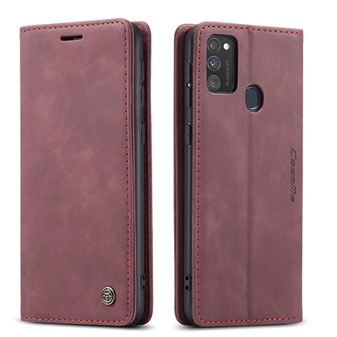 Coque Portefeuille Livre Cuir Etui Clapet C01S pour Samsung Galaxy M30s Vin Rouge