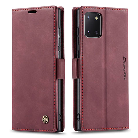 Coque Portefeuille Livre Cuir Etui Clapet C01S pour Samsung Galaxy Note 10 Lite Vin Rouge