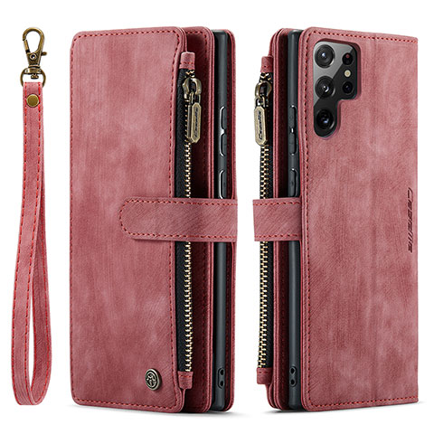 Coque Portefeuille Livre Cuir Etui Clapet C01S pour Samsung Galaxy S21 Ultra 5G Rouge