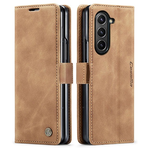 Coque Portefeuille Livre Cuir Etui Clapet C01S pour Samsung Galaxy Z Fold5 5G Brun Clair