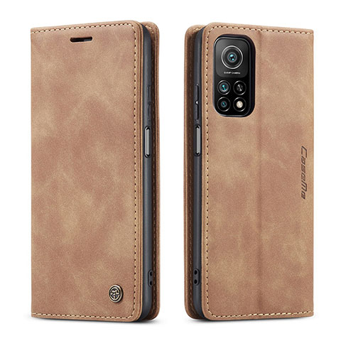 Coque Portefeuille Livre Cuir Etui Clapet C01S pour Xiaomi Mi 10T Pro 5G Brun Clair