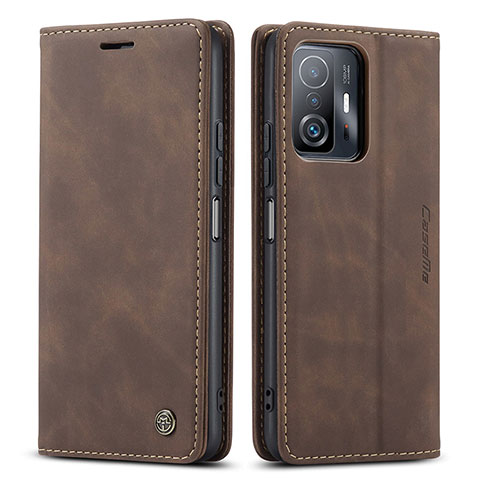 Coque Portefeuille Livre Cuir Etui Clapet C01S pour Xiaomi Mi 11T 5G Marron