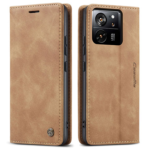 Coque Portefeuille Livre Cuir Etui Clapet C01S pour Xiaomi Mi 13T 5G Brun Clair