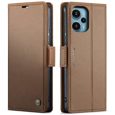 Coque Portefeuille Livre Cuir Etui Clapet C01S pour Xiaomi Poco F5 5G Marron