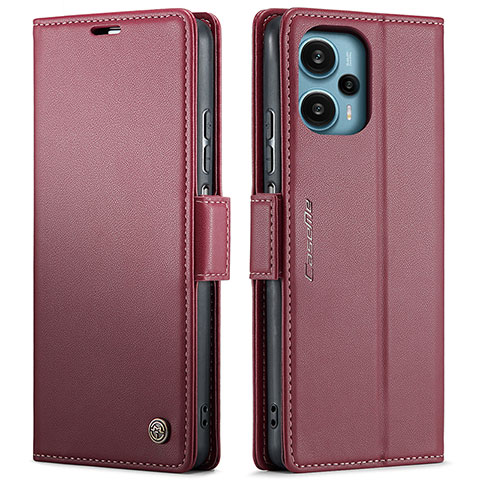 Coque Portefeuille Livre Cuir Etui Clapet C01S pour Xiaomi Poco F5 5G Vin Rouge