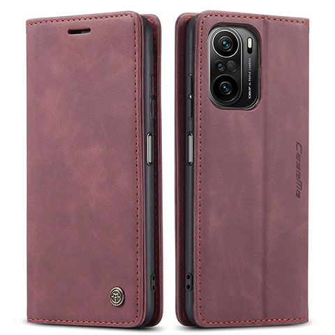 Coque Portefeuille Livre Cuir Etui Clapet C01S pour Xiaomi Redmi K40 5G Vin Rouge