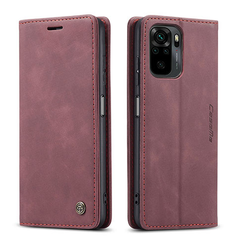 Coque Portefeuille Livre Cuir Etui Clapet C01S pour Xiaomi Redmi Note 10 4G Vin Rouge