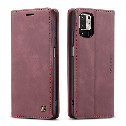 Coque Portefeuille Livre Cuir Etui Clapet C01S pour Xiaomi Redmi Note 10 5G Vin Rouge