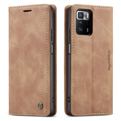 Coque Portefeuille Livre Cuir Etui Clapet C01S pour Xiaomi Redmi Note 10 Pro 5G Brun Clair