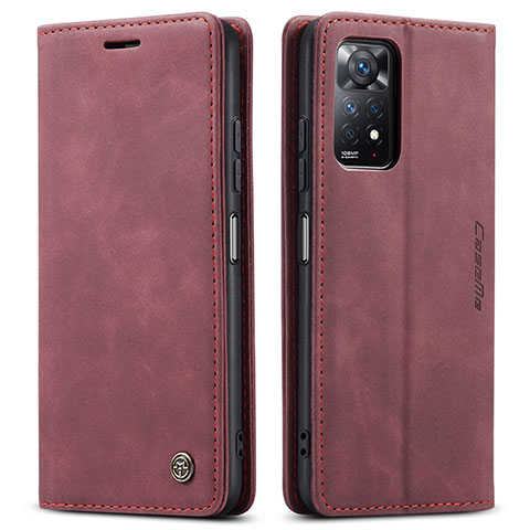 Coque Portefeuille Livre Cuir Etui Clapet C01S pour Xiaomi Redmi Note 11 Pro 4G Vin Rouge