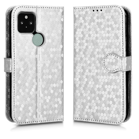 Coque Portefeuille Livre Cuir Etui Clapet C01X pour Google Pixel 5 Argent