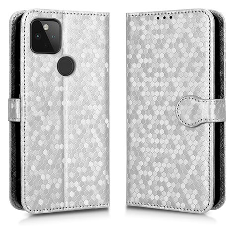 Coque Portefeuille Livre Cuir Etui Clapet C01X pour Google Pixel 5a 5G Argent