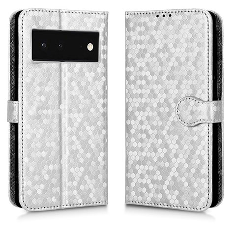 Coque Portefeuille Livre Cuir Etui Clapet C01X pour Google Pixel 6 5G Argent