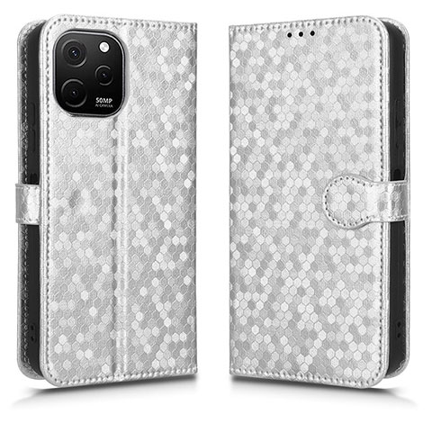 Coque Portefeuille Livre Cuir Etui Clapet C01X pour Huawei Enjoy 50z Argent