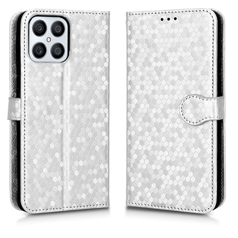 Coque Portefeuille Livre Cuir Etui Clapet C01X pour Huawei Honor X8 4G Argent