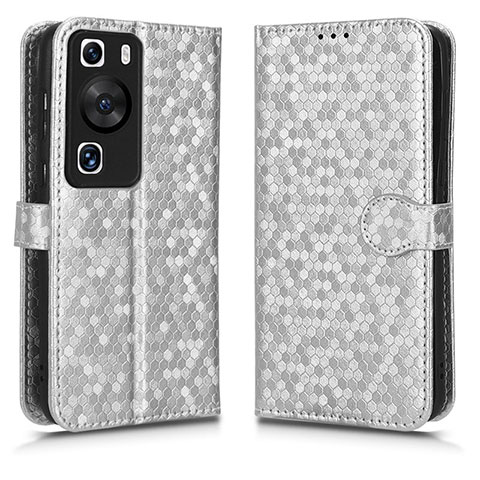 Coque Portefeuille Livre Cuir Etui Clapet C01X pour Huawei P60 Argent