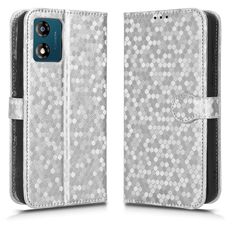 Coque Portefeuille Livre Cuir Etui Clapet C01X pour Motorola Moto E13 Argent