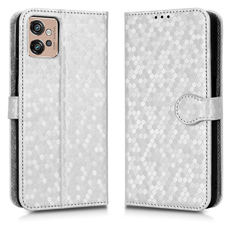 Coque Portefeuille Livre Cuir Etui Clapet C01X pour Motorola Moto G32 Argent