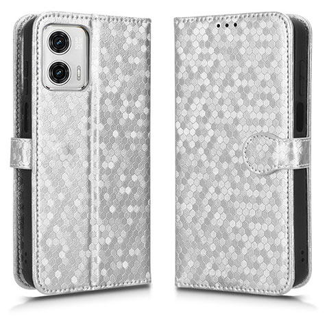 Coque Portefeuille Livre Cuir Etui Clapet C01X pour Motorola Moto G53j 5G Argent