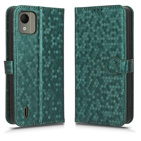 Coque Portefeuille Livre Cuir Etui Clapet C01X pour Nokia C110 Vert