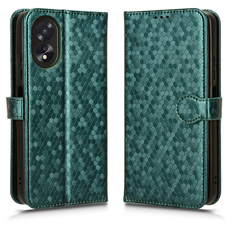 Coque Portefeuille Livre Cuir Etui Clapet C01X pour Oppo A18 Vert