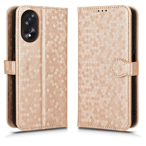 Coque Portefeuille Livre Cuir Etui Clapet C01X pour Oppo A58 4G Or