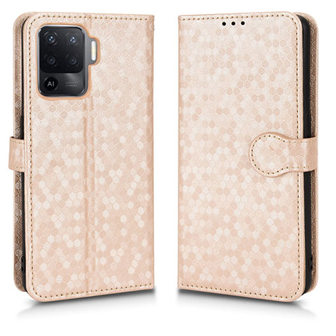 Coque Portefeuille Livre Cuir Etui Clapet C01X pour Oppo F19 Pro+ Plus 5G Or