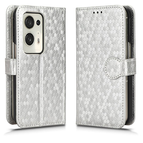 Coque Portefeuille Livre Cuir Etui Clapet C01X pour Oppo Find N2 5G Argent