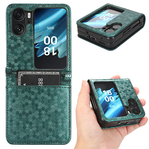 Coque Portefeuille Livre Cuir Etui Clapet C01X pour Oppo Find N2 Flip 5G Vert