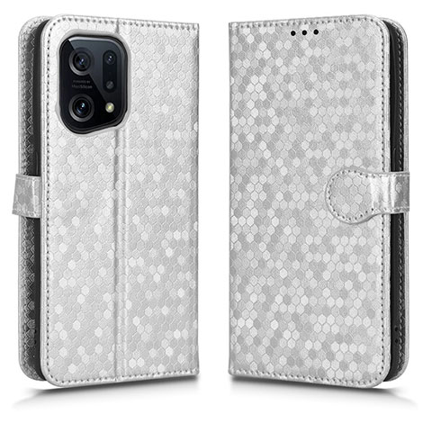 Coque Portefeuille Livre Cuir Etui Clapet C01X pour Oppo Find X5 5G Argent