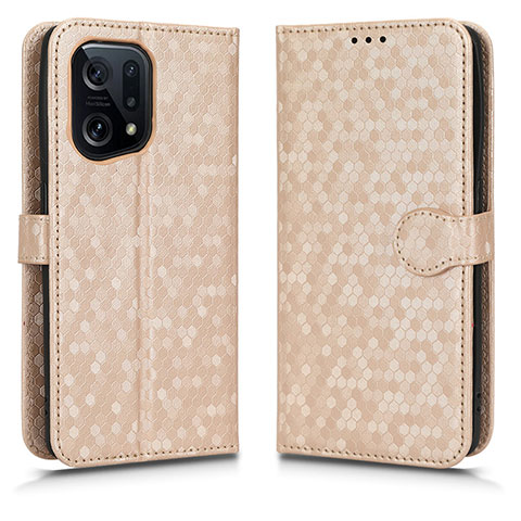 Coque Portefeuille Livre Cuir Etui Clapet C01X pour Oppo Find X5 5G Or