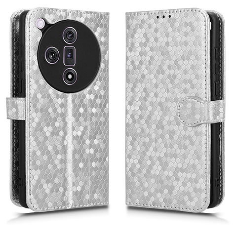 Coque Portefeuille Livre Cuir Etui Clapet C01X pour Oppo Find X7 5G Argent