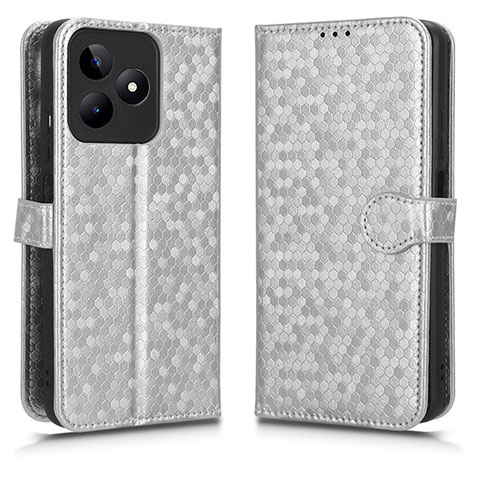 Coque Portefeuille Livre Cuir Etui Clapet C01X pour Realme C53 India Argent