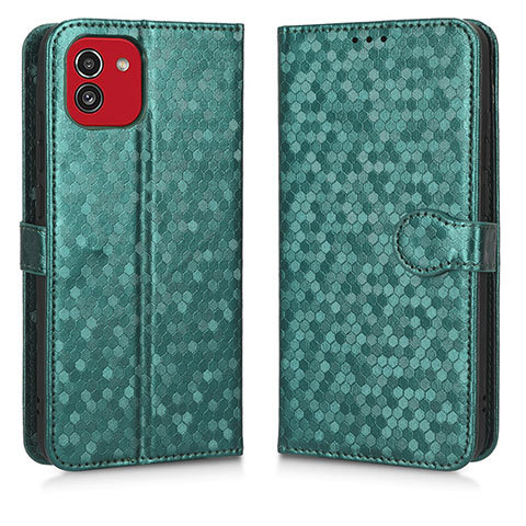 Coque Portefeuille Livre Cuir Etui Clapet C01X pour Samsung Galaxy A03 Vert