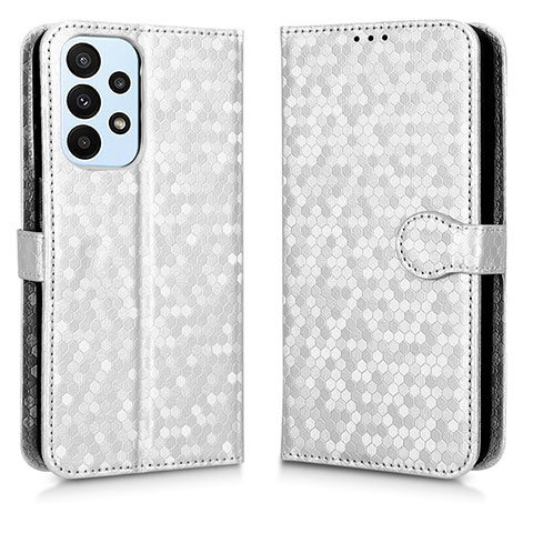 Coque Portefeuille Livre Cuir Etui Clapet C01X pour Samsung Galaxy A23 4G Argent