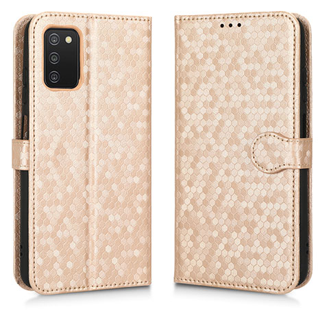 Coque Portefeuille Livre Cuir Etui Clapet C01X pour Samsung Galaxy M02s Or