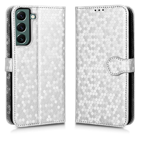 Coque Portefeuille Livre Cuir Etui Clapet C01X pour Samsung Galaxy S22 Plus 5G Argent