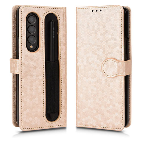 Coque Portefeuille Livre Cuir Etui Clapet C01X pour Samsung Galaxy Z Fold3 5G Or