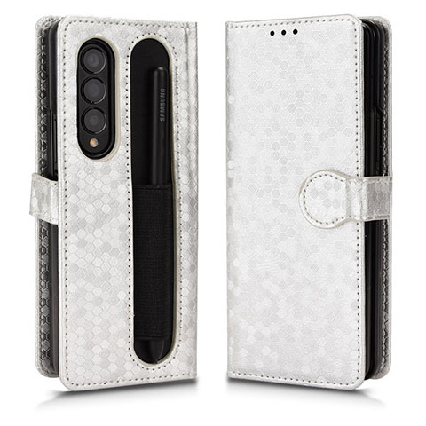 Coque Portefeuille Livre Cuir Etui Clapet C01X pour Samsung Galaxy Z Fold4 5G Argent