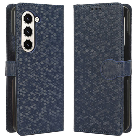 Coque Portefeuille Livre Cuir Etui Clapet C01X pour Samsung Galaxy Z Fold5 5G Bleu