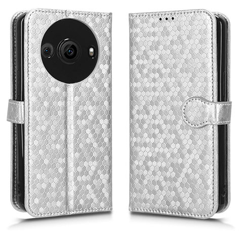 Coque Portefeuille Livre Cuir Etui Clapet C01X pour Sharp Aquos R8 Pro Argent