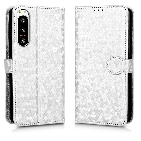 Coque Portefeuille Livre Cuir Etui Clapet C01X pour Sony Xperia 5 IV Argent