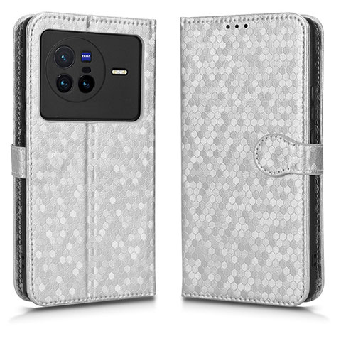 Coque Portefeuille Livre Cuir Etui Clapet C01X pour Vivo X80 5G Argent