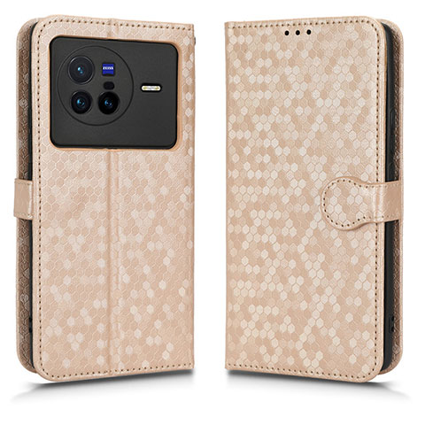 Coque Portefeuille Livre Cuir Etui Clapet C01X pour Vivo X80 5G Or