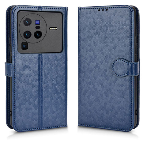 Coque Portefeuille Livre Cuir Etui Clapet C01X pour Vivo X80 Pro 5G Bleu
