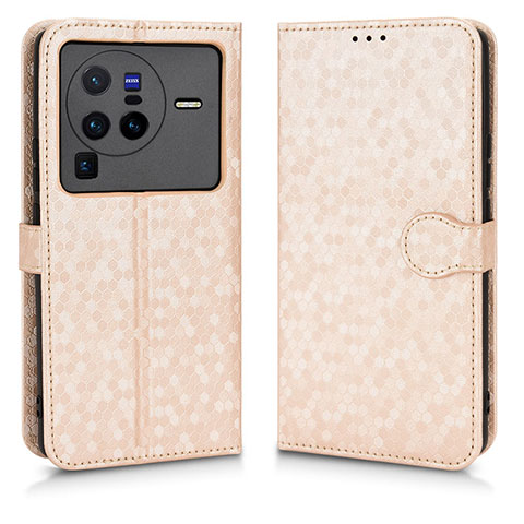 Coque Portefeuille Livre Cuir Etui Clapet C01X pour Vivo X80 Pro 5G Or