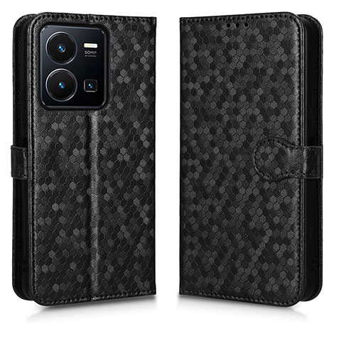 Coque Portefeuille Livre Cuir Etui Clapet C01X pour Vivo Y35 4G Noir