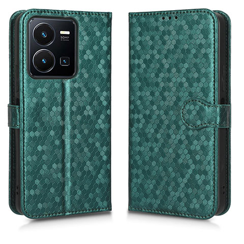 Coque Portefeuille Livre Cuir Etui Clapet C01X pour Vivo Y35 4G Vert